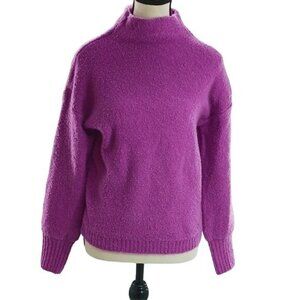 Marled Purple Fuzzy Knit Sweater Womens Size XS Mock Neck Long Sleeve